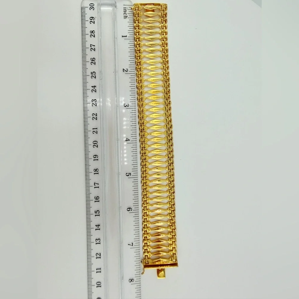 Vintage Jacmel Mauritius 18K Gold Vermeil 925 Wide Gate Link Bracelet